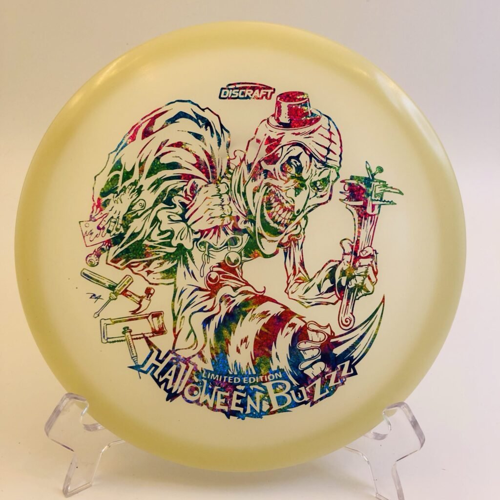 Discraft Buzzz in Mega-glo plastic 2025 Halloween Buzzzifier edition.