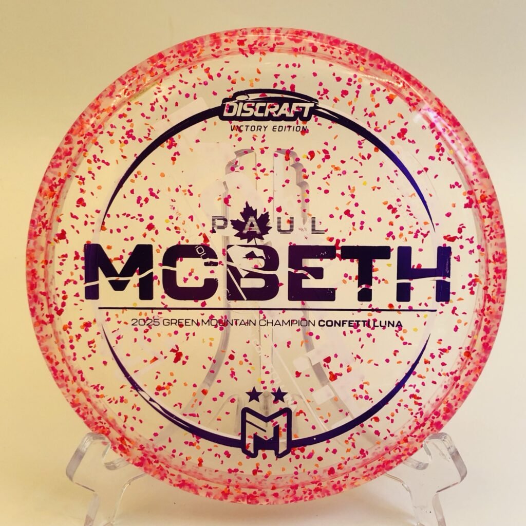 Confetti Z Discraft Luna - 2023 Paul McBeth Victory Edition with unique misprint design.