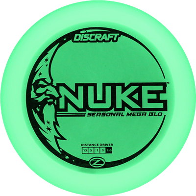 Translucent Mega Glo Discraft Z Nuke in 173-174g weight with a vibrant glow effect.