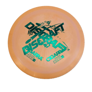 Top view of vibrant orange Discraft ESP Cigarra Misprint disc.