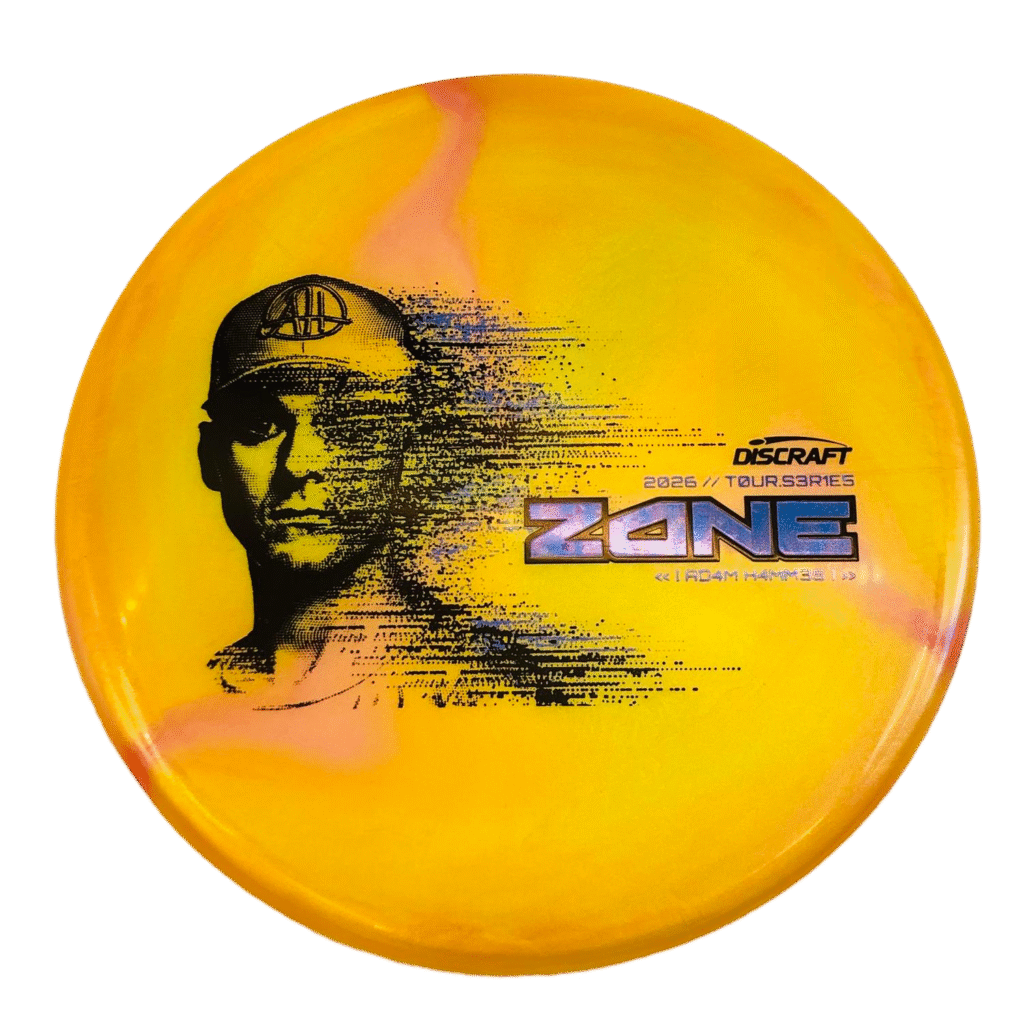 Titanium Big Z Ti Swirl Zone – Adam Hammes 2026 Tour Series Yellow, discraft disc golf, putt and approach, overstable