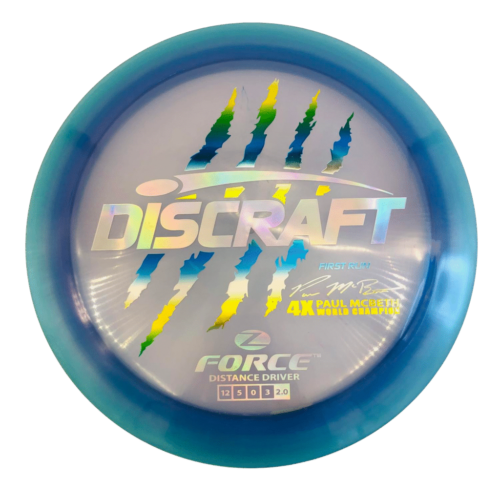Z Force - Paul McBeth 4x - First run Teal, disc golf disc, driver, overstable