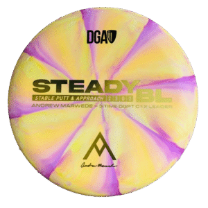 DGA Swirl Stone Steady BL - Andrew Marwede 3-Time DGPT C1X Leader Disc Golf Putter Yellow-pink
